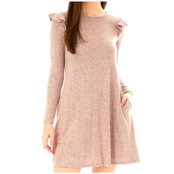 BCX Dresses & Skirts - Bcx ruffle stretchy flare sweater dress blush pink